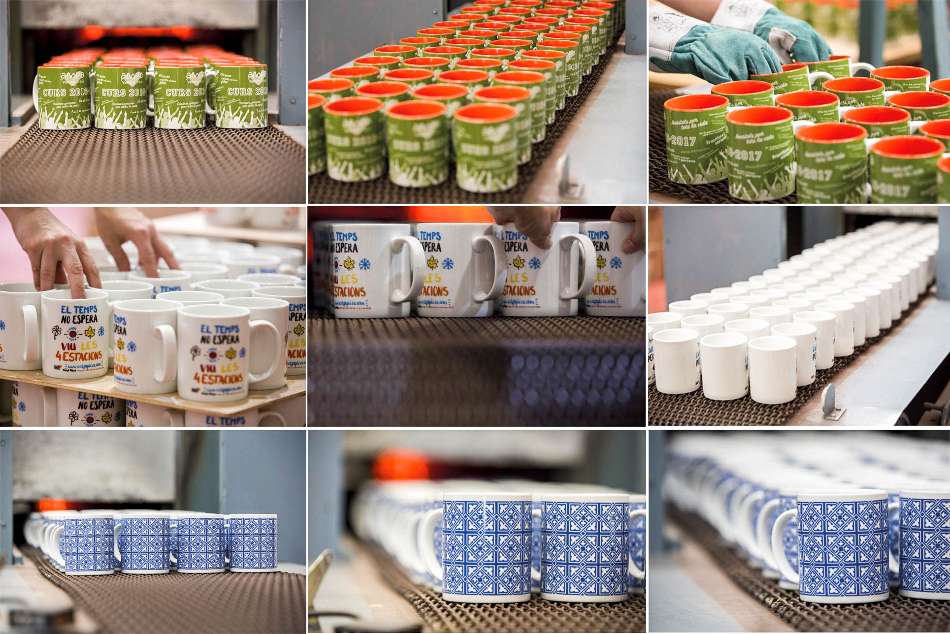 Four en continu avec mugs personnalisés